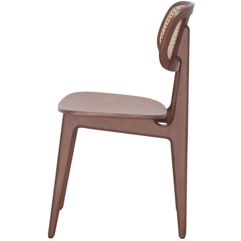 Chaise cannage bois brun tabac...