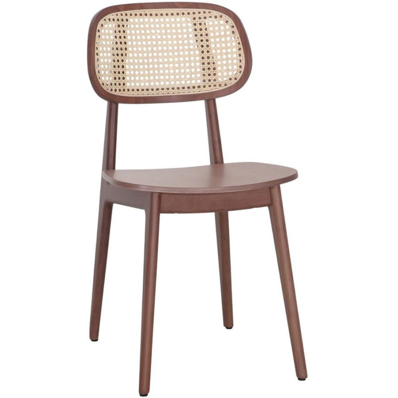 Chaise cannage bois brun tabac...