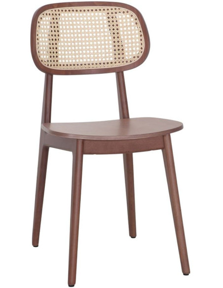 Chaise cannage bois brun tabac 44x51x84 cm Clisson