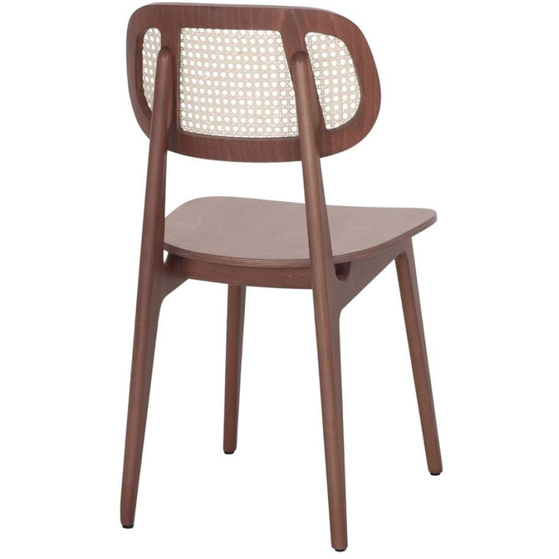 Chaise cannage bois brun tabac...