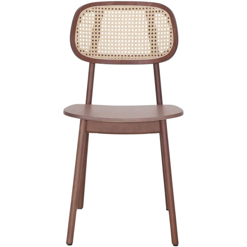 Chaise cannage bois brun tabac...