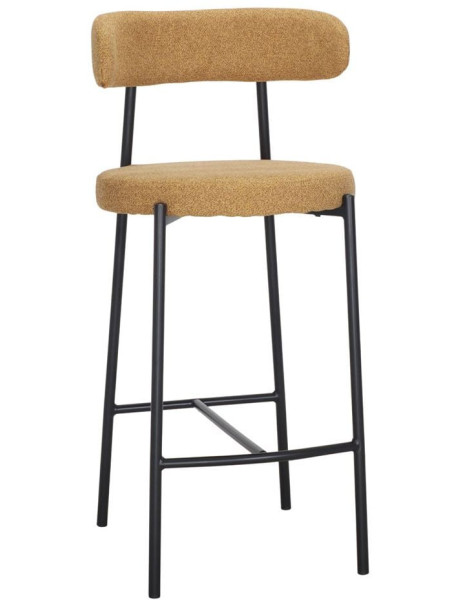 Tabouret de bar tissu moutarde métal noir 49x52x105 cm...