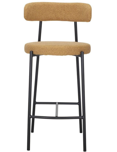 Tabouret de bar tissu moutarde métal noir 49x52x105 cm Feltre