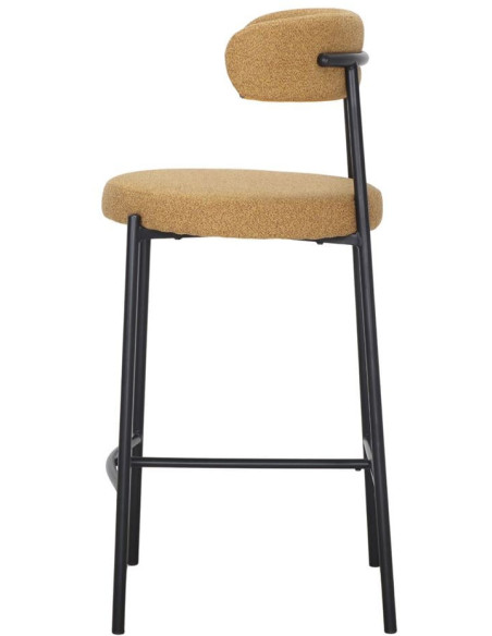 Tabouret de bar tissu moutarde métal noir 49x52x105 cm Feltre