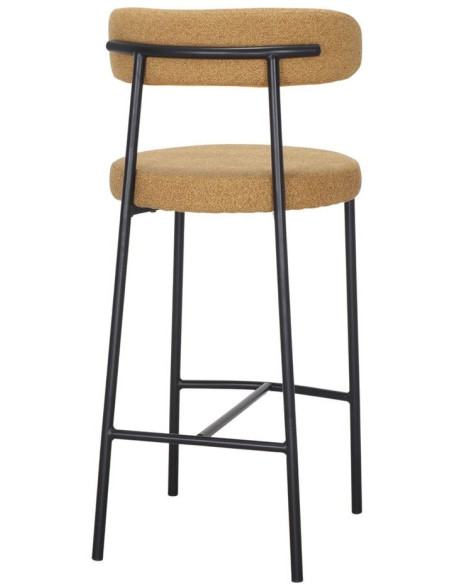 Tabouret de bar tissu moutarde métal noir 49x52x105 cm Feltre