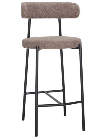 Tabouret de bar tissu taupe métal noir 49x52x105 cm Feltre