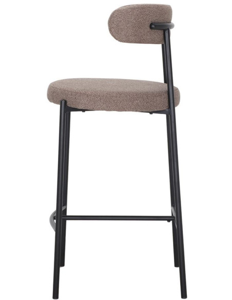 Tabouret de bar tissu taupe métal noir 49x52x105 cm Feltre