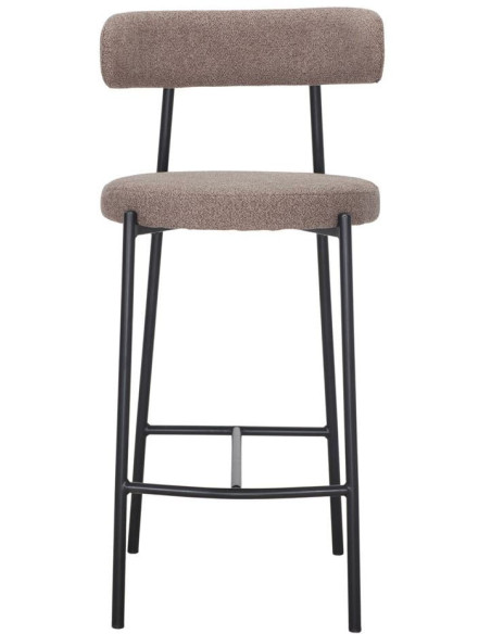 Tabouret de bar tissu taupe métal noir 49x52x105 cm Feltre