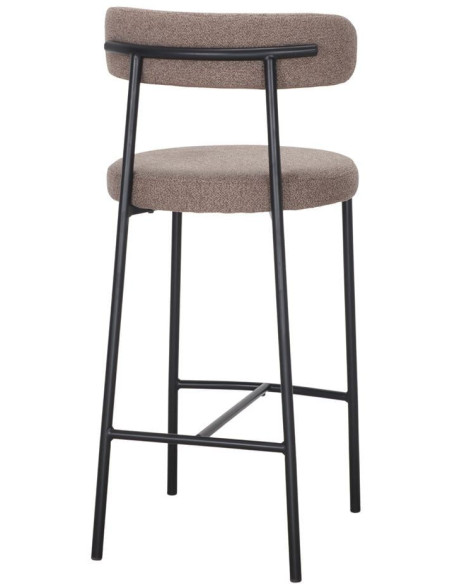 Tabouret de bar tissu taupe métal noir 49x52x105 cm Feltre