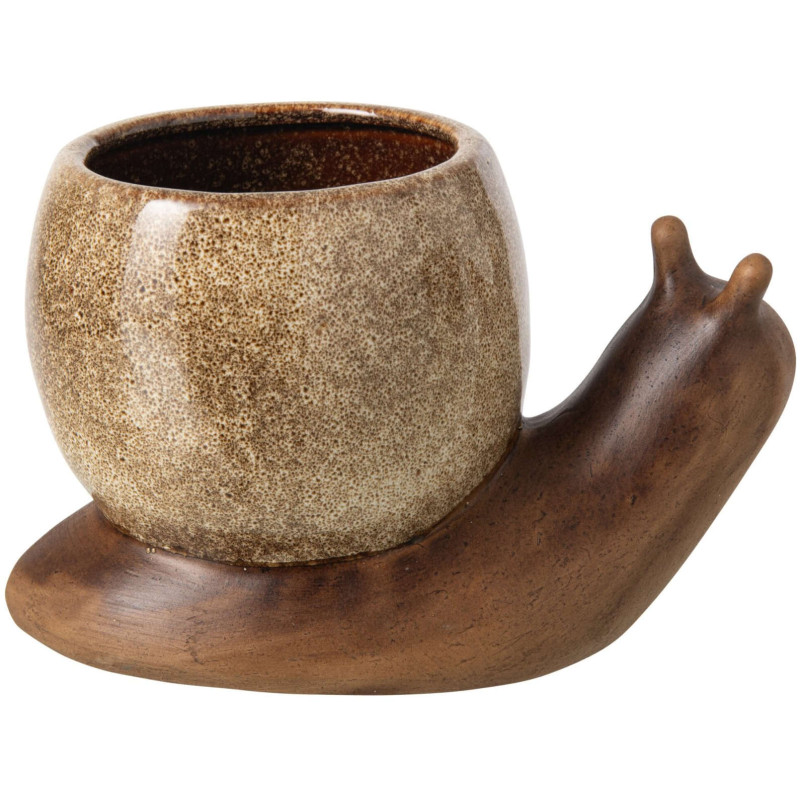 Cache-pot escargot grès marron beige...