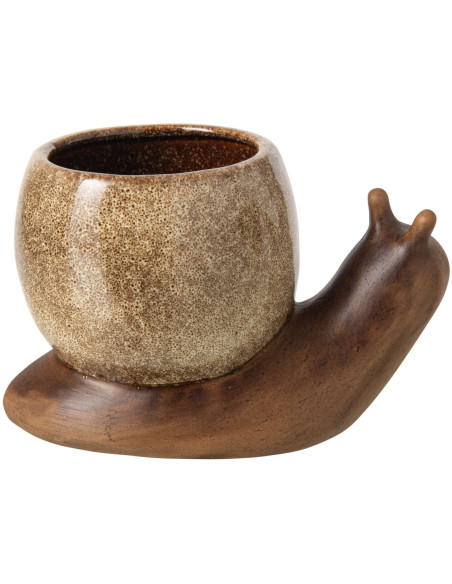 Cache-pot escargot grès marron beige 20x11x12,5 cm Calitri