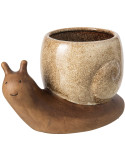 Cache-pot escargot grès marron beige 20x11x12,5 cm Calitri