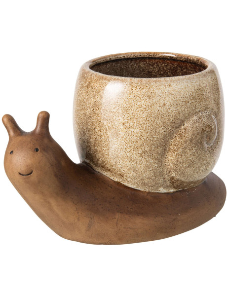 Cache-pot escargot grès marron beige 20x11x12,5 cm Calitri