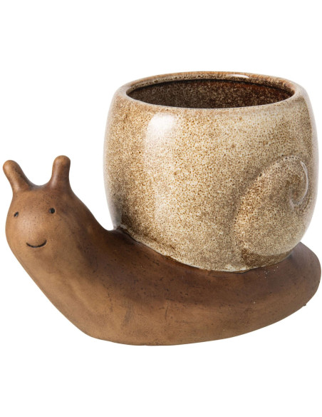 Cache-pot escargot grès marron beige 20x11x12,5 cm Calitri