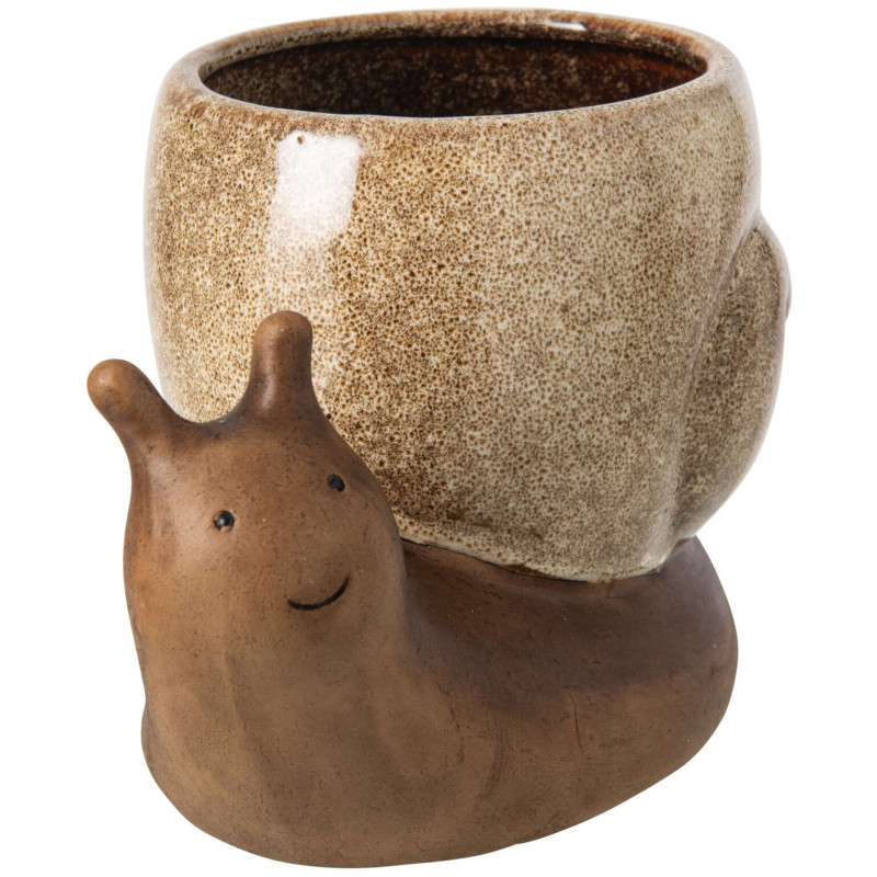 Cache-pot escargot grès marron beige...