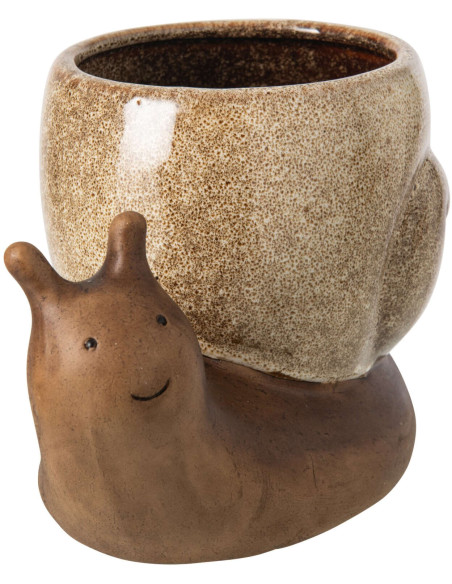 Cache-pot escargot grès marron beige 20x11x12,5 cm Calitri