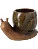 Cache-pot escargot grès vert olive 20x11x12,5 cm Calitri