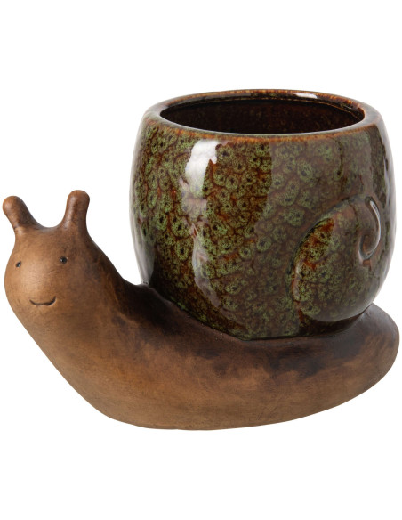 Cache-pot escargot grès vert olive 20x11x12,5 cm Calitri