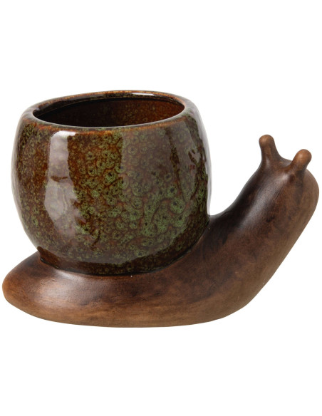 Cache-pot escargot grès vert olive 20x11x12,5 cm Calitri