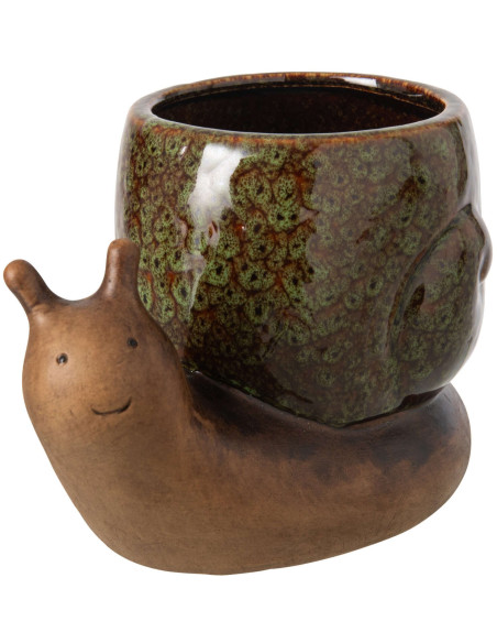 Cache-pot escargot grès vert olive 20x11x12,5 cm Calitri