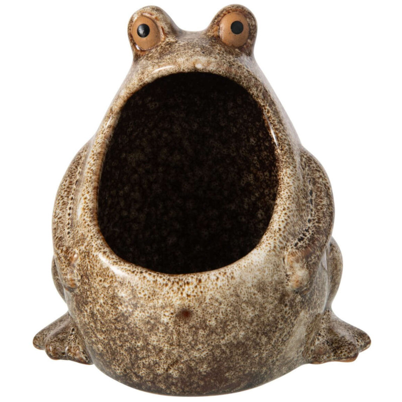 Cache-pot grenouille en grès beige...