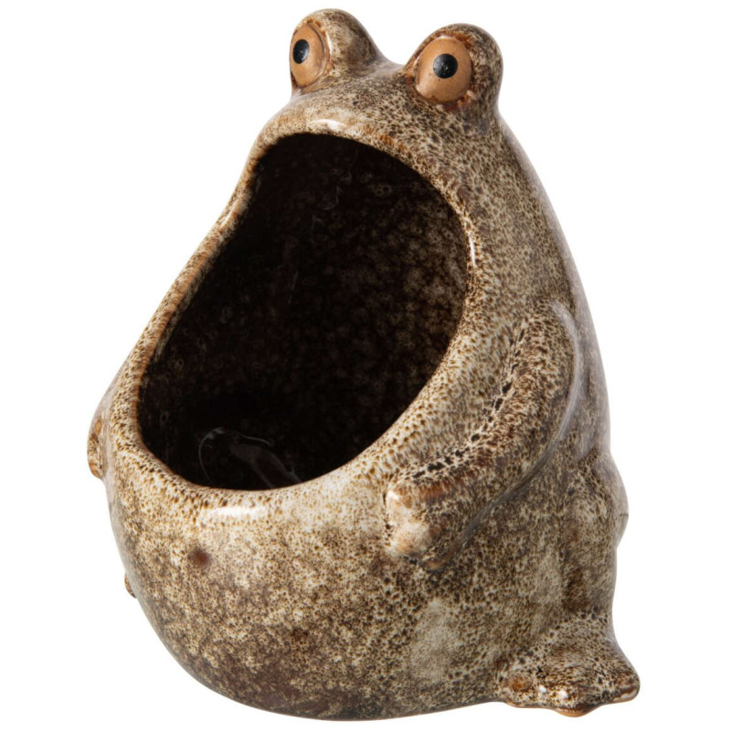 Cache-pot grenouille en grès beige...