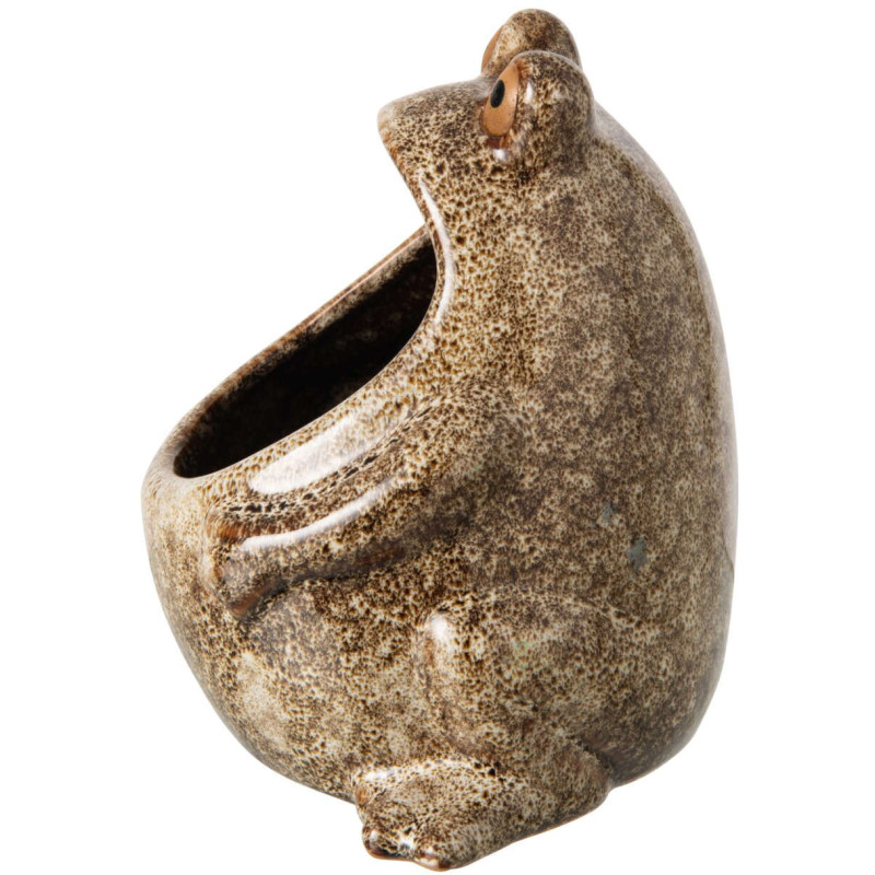 Cache-pot grenouille en grès beige...