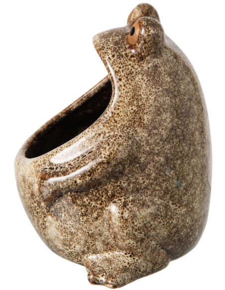 Cache-pot grenouille en grès beige 12x9,5x12,5 cm Bomarzo