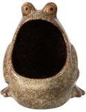 Grand cache-pot grenouille en grès beige 17x16x20 cm Bomarzo