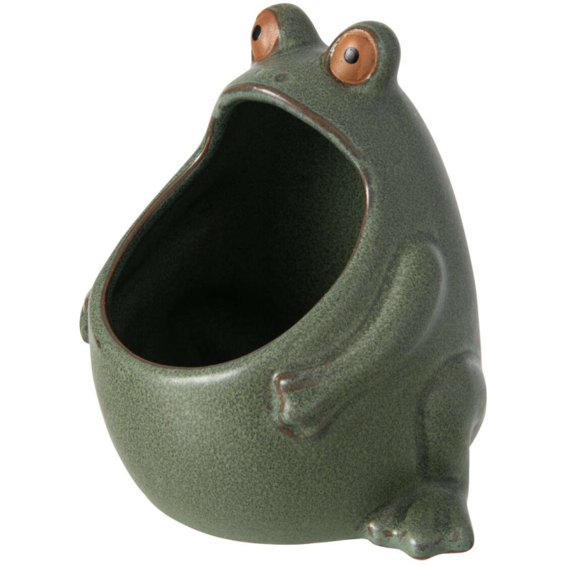 Cache-pot grenouille en grès vert...