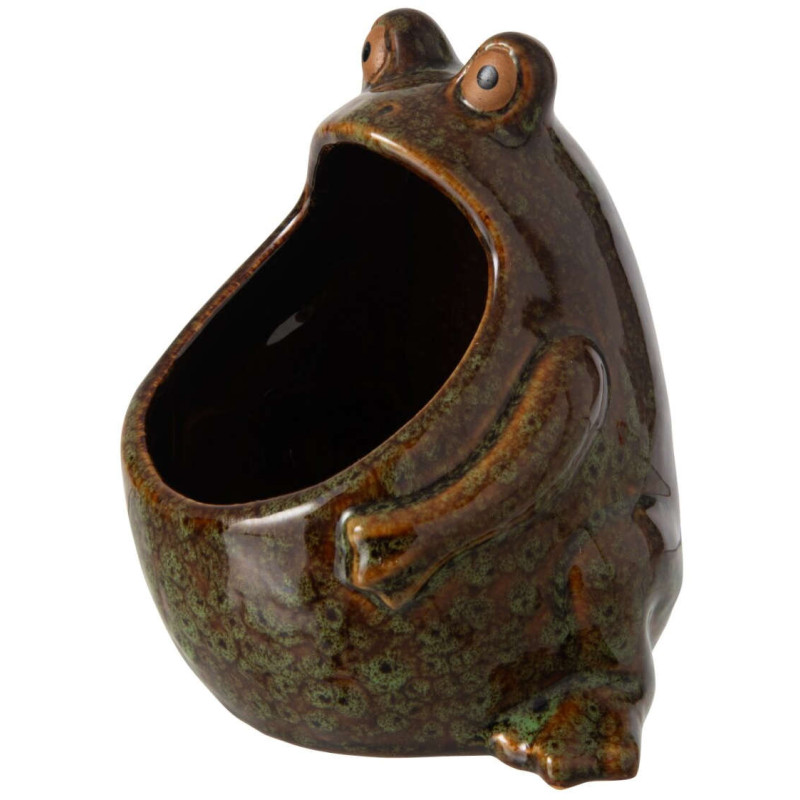 Cache-pot grenouille en grès vert...