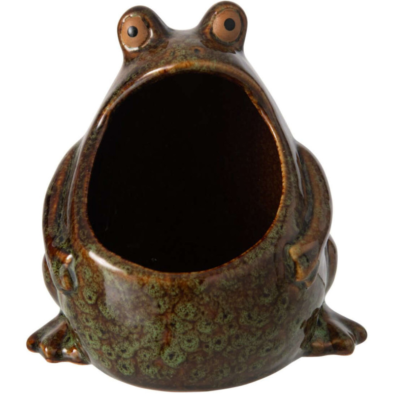 Cache-pot grenouille en grès vert...