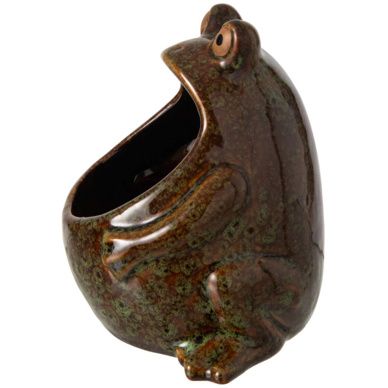 Cache-pot grenouille en grès vert...