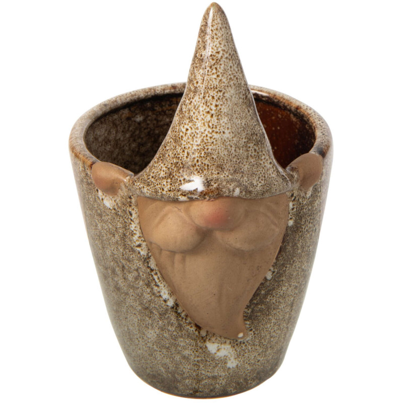 Cache-pot lutin en grès beige...