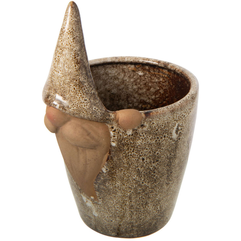 Cache-pot lutin en grès beige...
