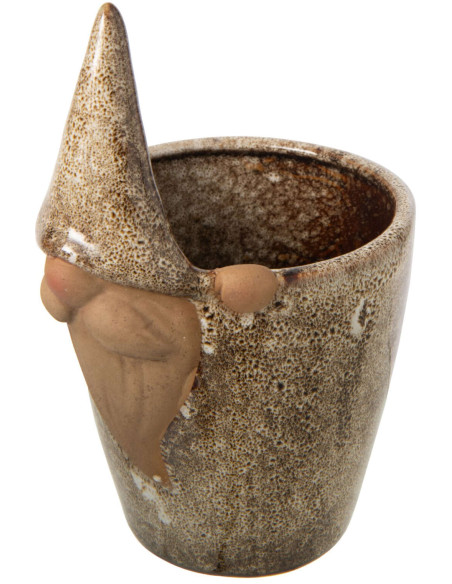 Cache-pot lutin en grès beige 10x11x17 cm Gengenbach