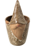 Grand cache-pot lutin en grès beige 13x15x24 cm Gengenbach