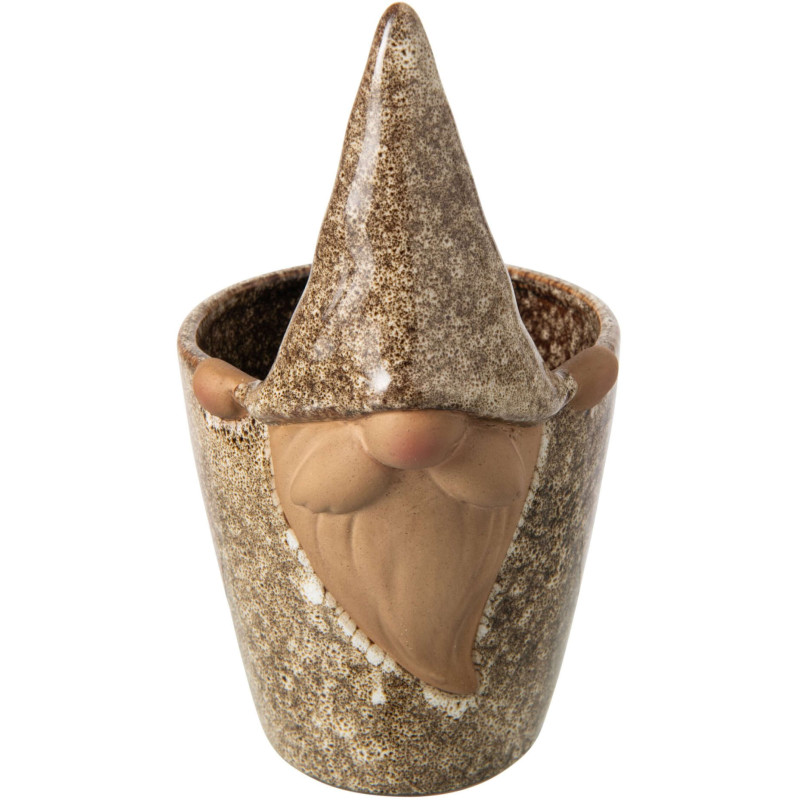 Grand cache-pot lutin en grès beige...