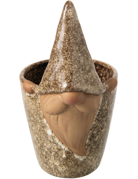 Grand cache-pot lutin en grès beige 13x15x24 cm Gengenbach