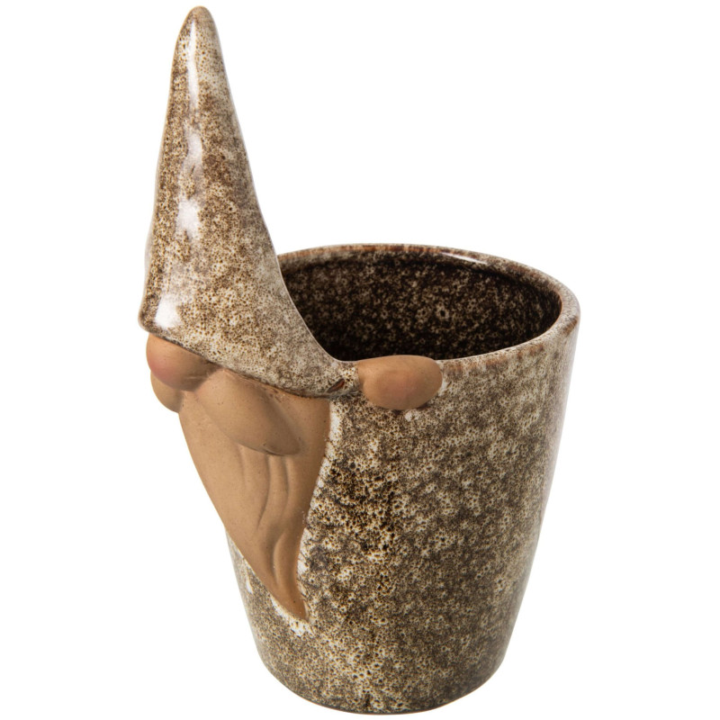 Grand cache-pot lutin en grès beige...
