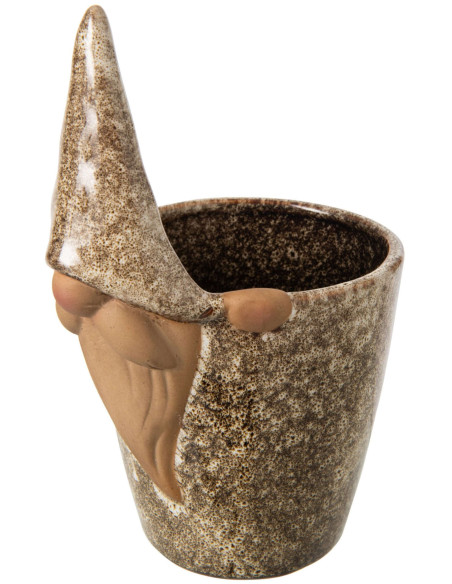 Grand cache-pot lutin en grès beige 13x15x24 cm Gengenbach