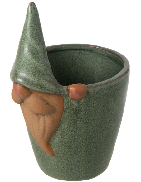 Cache-pot lutin en grès vert 10x11x17 cm Gengenbach