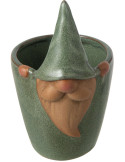 Cache-pot lutin en grès vert 10x11x17 cm Gengenbach