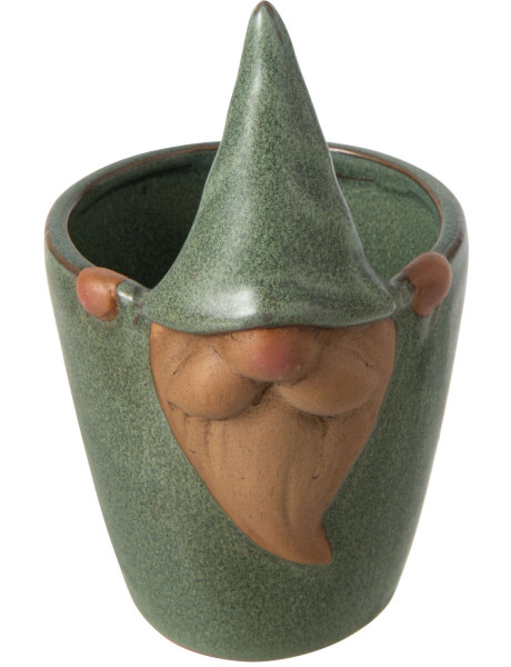 Cache-pot lutin en grès vert 10x11x17 cm Gengenbach