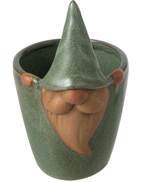 Cache-pot lutin en grès vert 10x11x17 cm Gengenbach