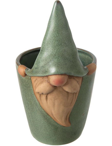 Grand cache-pot lutin en grès vert 13x15x24 cm Gengenbach
