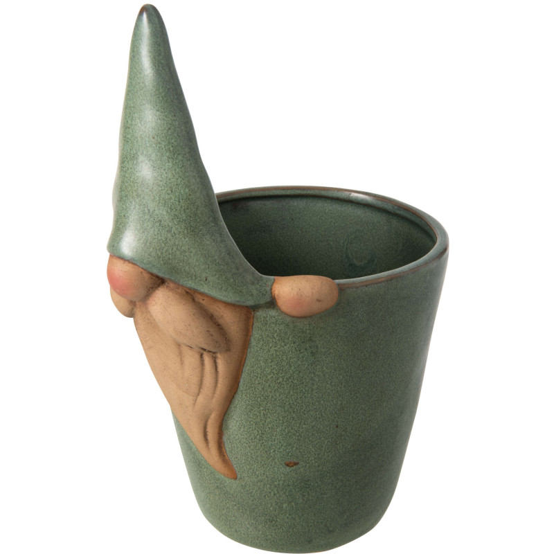 Grand cache-pot lutin en grès vert...
