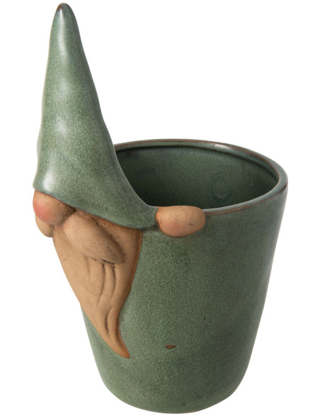 Grand cache-pot lutin en grès vert 13x15x24 cm Gengenbach
