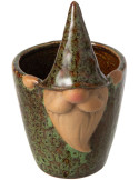 Cache-pot lutin en grès vert brun 10x11x17 cm Gengenbach