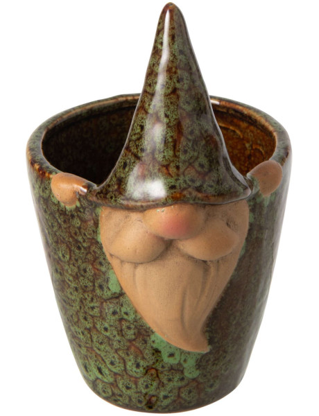 Cache-pot lutin en grès vert brun 10x11x17 cm Gengenbach